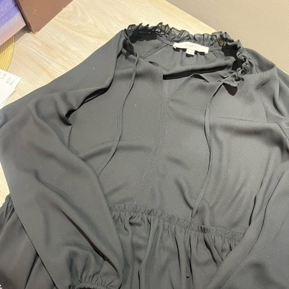 Loft blouse black sheer size xs